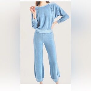 Suzie Kondi Harem High waist beach terry cotton powder blue pants